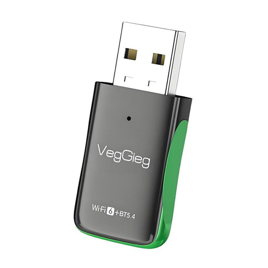VegGieg 1100Mbps 2-in-1 WiFi 6 Bluetooth 5.4 USB Adapter Gigabit 5G Wireless Network Card for PC/Laptop(V-UB506)