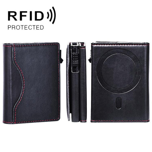 One-Click Pop-Up RFID Blocking Card Holder Magnetic Phone Wallet for MagSafe iPhones(Black) - Adhesive Card Holders by buy2fix | Online Shopping UK | buy2fix