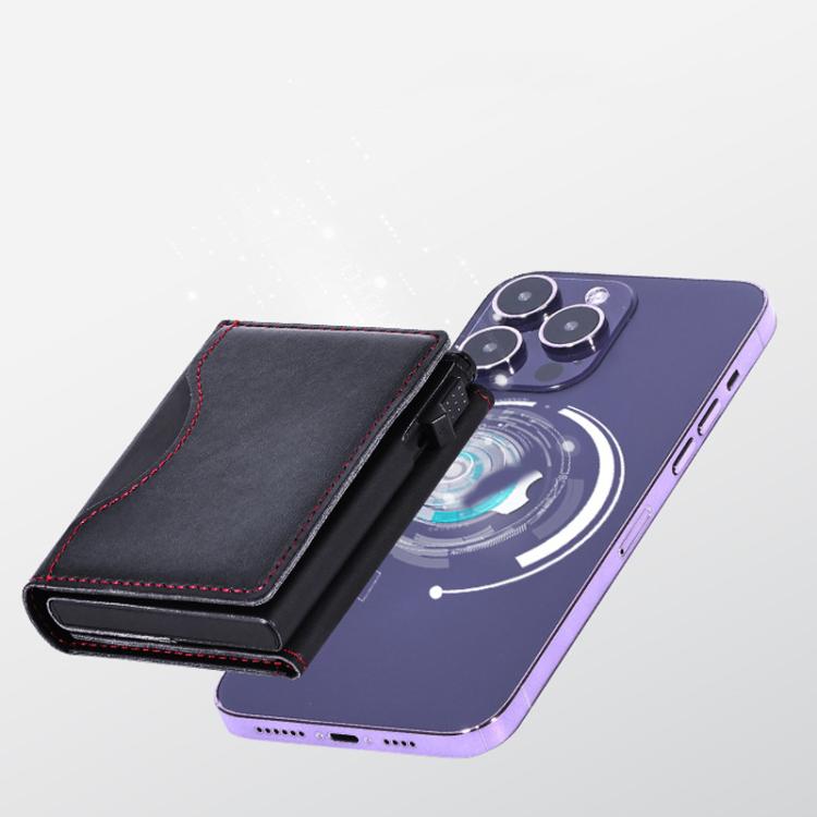 One-Click Pop-Up RFID Blocking Card Holder Magnetic Phone Wallet for MagSafe iPhones(Carbon Fiber) - Adhesive Card Holders by buy2fix | Online Shopping UK | buy2fix