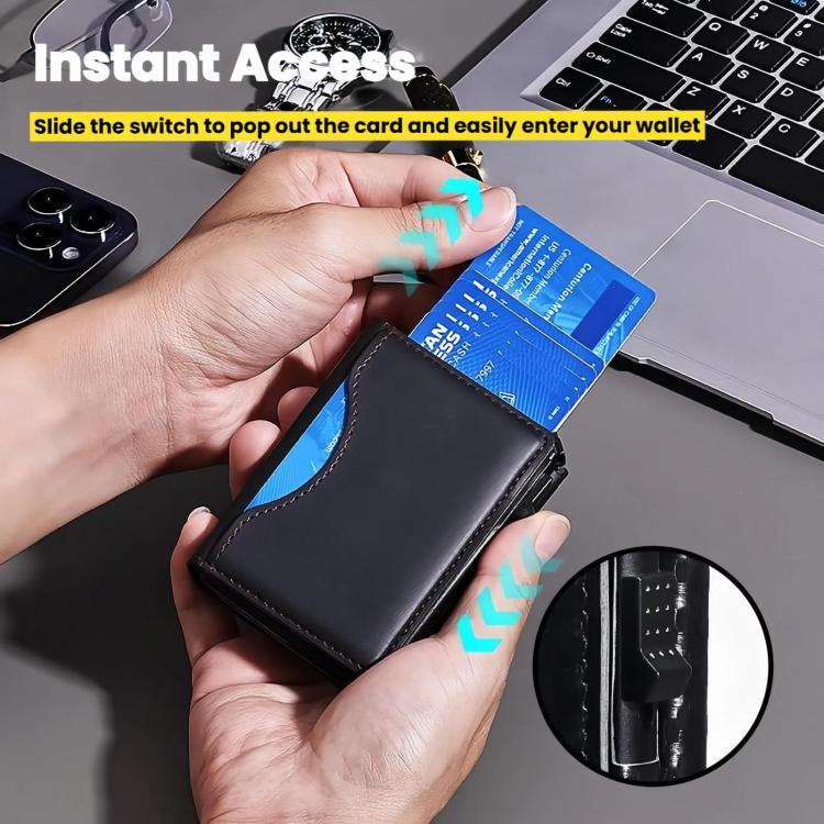 One-Click Pop-Up RFID Blocking Card Holder Magnetic Phone Wallet for MagSafe iPhones(Carbon Fiber) - Adhesive Card Holders by buy2fix | Online Shopping UK | buy2fix