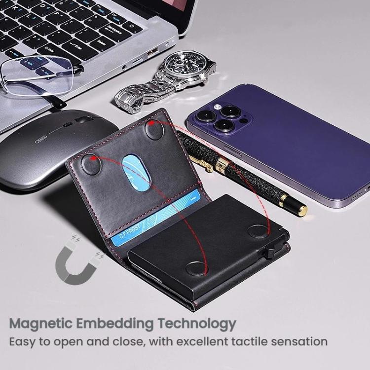 One-Click Pop-Up RFID Blocking Card Holder Magnetic Phone Wallet for MagSafe iPhones(Carbon Fiber) - Adhesive Card Holders by buy2fix | Online Shopping UK | buy2fix