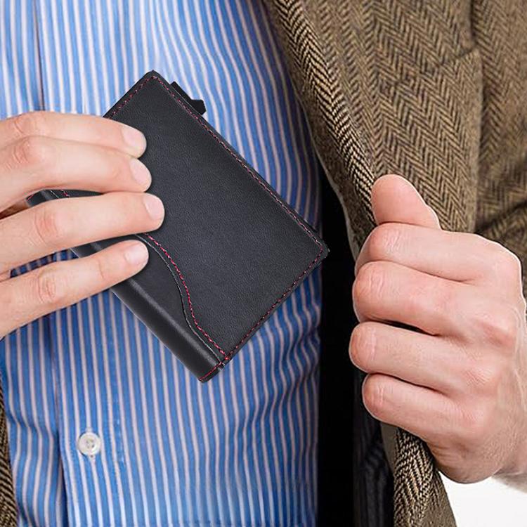 One-Click Pop-Up RFID Blocking Card Holder Magnetic Phone Wallet for MagSafe iPhones(Black) - Adhesive Card Holders by buy2fix | Online Shopping UK | buy2fix