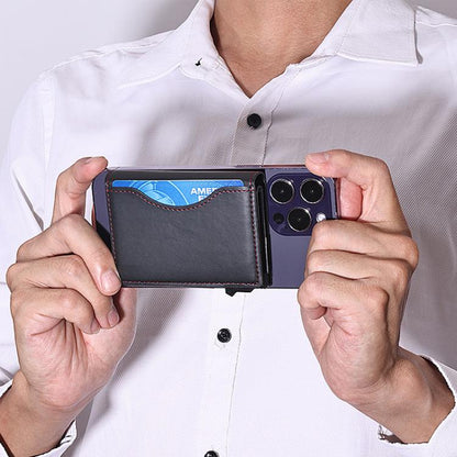 One-Click Pop-Up RFID Blocking Card Holder Magnetic Phone Wallet for MagSafe iPhones(Carbon Fiber) - Adhesive Card Holders by buy2fix | Online Shopping UK | buy2fix