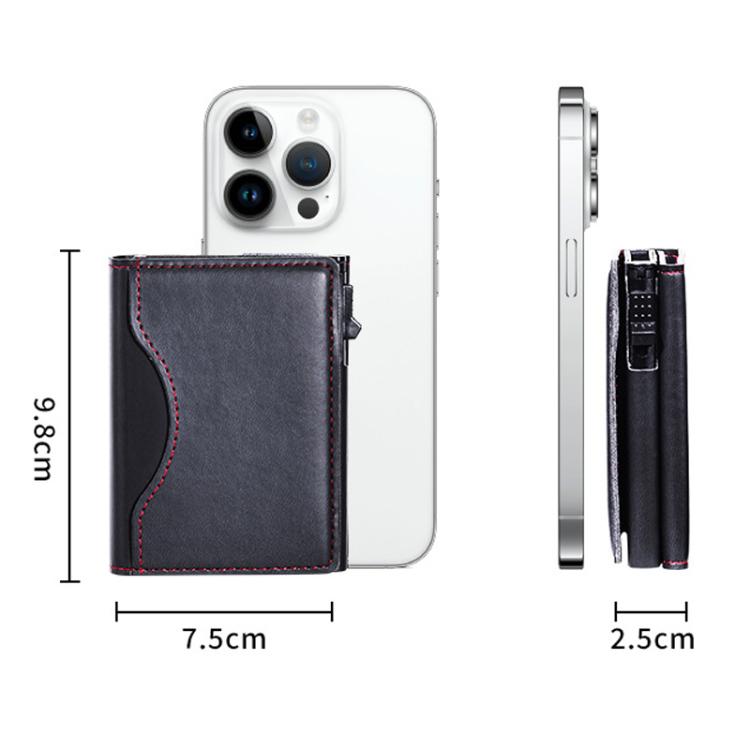 One-Click Pop-Up RFID Blocking Card Holder Magnetic Phone Wallet for MagSafe iPhones(Carbon Fiber) - Adhesive Card Holders by buy2fix | Online Shopping UK | buy2fix