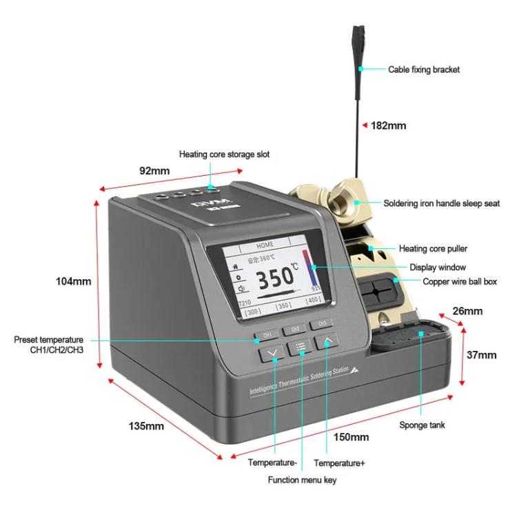 GVM H3 Smart 3 In 1 Electric Welding Station Mainboard Soldering Iron Smartphone Repair Smart Constant Temperature Soldering Iron EU Plug - Electric Soldering Iron by GVM | Online Shopping UK | buy2fix