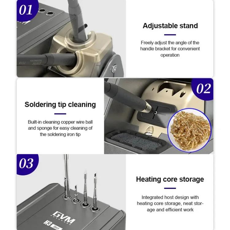 GVM H3 Smart 3 In 1 Electric Welding Station Mainboard Soldering Iron Smartphone Repair Smart Constant Temperature Soldering Iron US Plug - Electric Soldering Iron by GVM | Online Shopping UK | buy2fix
