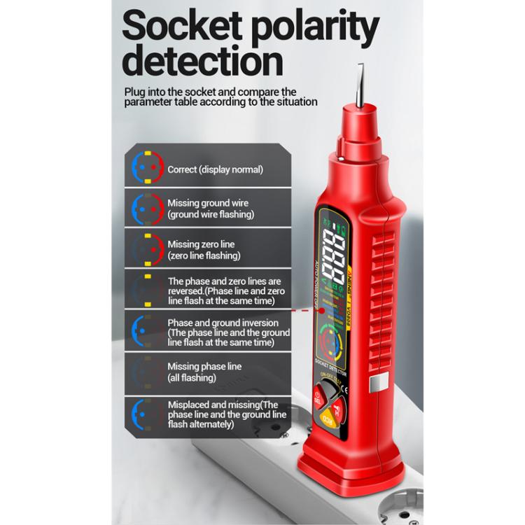 ANENG Multi-Function Power Socket Digital Phase Meter(Red EU Plug) - Other Tester Tool by ANENG | Online Shopping UK | buy2fix
