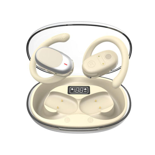 Air Conduction Bluetooth Earphones With Transparent Digital Display Case(Skin Color)