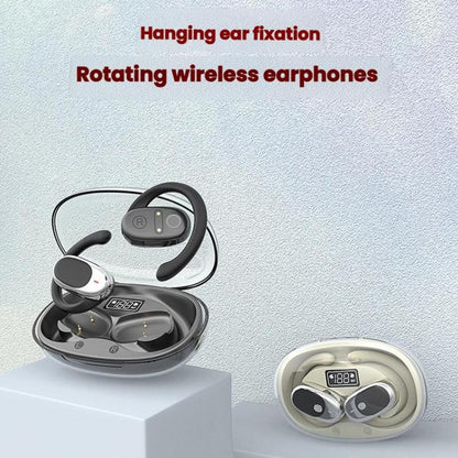 Air Conduction Bluetooth Earphones With Transparent Digital Display Case(Black) - Bluetooth Earphone by buy2fix | Online Shopping UK | buy2fix