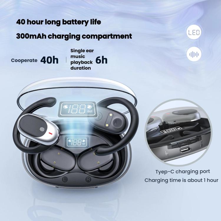 Air Conduction Bluetooth Earphones With Transparent Digital Display Case(Skin Color) - Bluetooth Earphone by buy2fix | Online Shopping UK | buy2fix