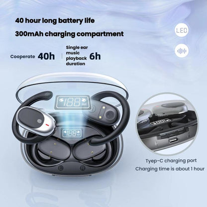 Air Conduction Bluetooth Earphones With Transparent Digital Display Case(Skin Color) - Bluetooth Earphone by buy2fix | Online Shopping UK | buy2fix