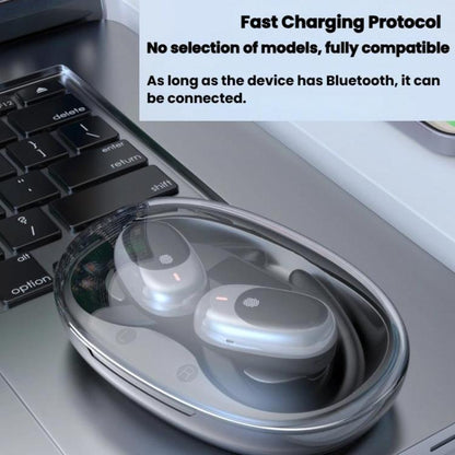 Air Conduction Bluetooth Earphones With Transparent Digital Display Case(Black) - Bluetooth Earphone by buy2fix | Online Shopping UK | buy2fix