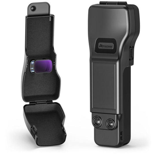 For DJI Osmo Pocket 3 Amazear Protective Case All-in-One Anti-Scratch Cover with Built-in Filter Slot(Black)