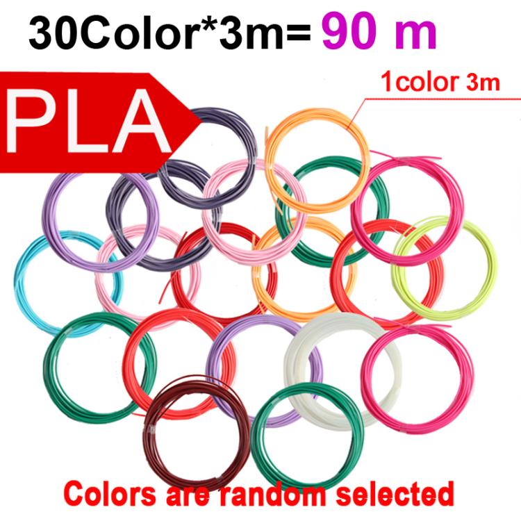 90m 30 Colors x 3m PLA 3D Printer Filament 1.75mm Multicolor Filament Bundle for 3D Pen & Crafting - Consumables by buy2fix | Online Shopping UK | buy2fix