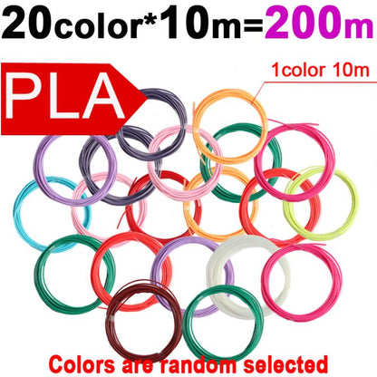 200m 20 Colors x 10m PLA 3D Printer Filament 1.75mm Multicolor Filament Bundle for 3D Pen & Crafting - Consumables by buy2fix | Online Shopping UK | buy2fix