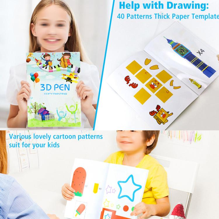 40 Pictures Large 3D Printing Pen High Low Temperature Compatible Drawing Book With Tracing Board - Parts by buy2fix | Online Shopping UK | buy2fix
