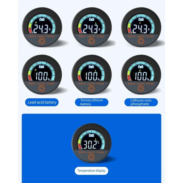 DC 8-100V Lithium Lead-acid Battery Circular Digital Display Meter, Specification: Handlebar Installation - Electrical Instruments by buy2fix | Online Shopping UK | buy2fix