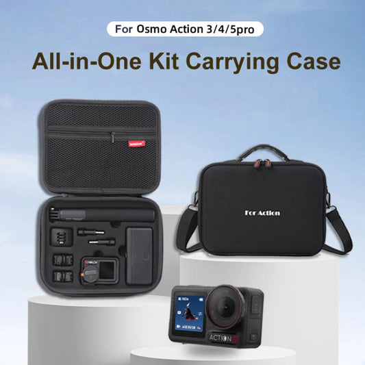 Carrying Case For DJI Action 5 Pro /Action 4 / Action 3 All-in-One Kit Durable Shoulder & Hand Carry Bag(Gray) - Case & Bags by buy2fix | Online Shopping UK | buy2fix