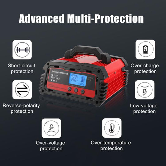 DMD 12V/24V Universal Intelligent Pulse Repair Battery Charger(UK Plug) - Battery Charger by buy2fix | Online Shopping UK | buy2fix
