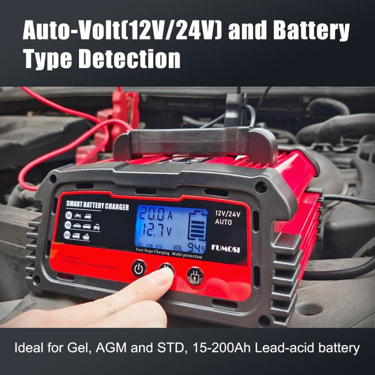 DMD 12V/24V Universal Intelligent Pulse Repair Battery Charger(EU Plug) - Battery Charger by buy2fix | Online Shopping UK | buy2fix