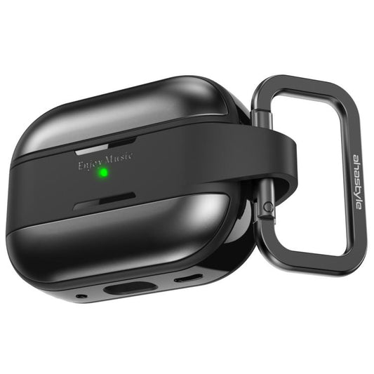 For AirPods Pro 2 AhaStyle WG75-PRO2 TPU Aluminum Alloy Split Scratch-Resistant Protective Case(Black) - For AirPods Pro 2 by AhaStyle | Online Shopping UK | buy2fix
