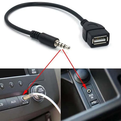 10pcs 3.5mm Male Round Head To USB 2.0 Female USB Disk Car MP3 Data Transmission Cable(Black) - DIY Cables by buy2fix | Online Shopping UK | buy2fix