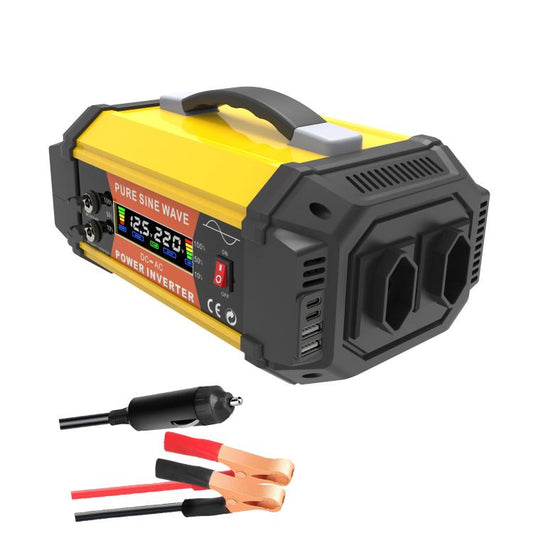 Gurxun Pure Sine Wave Inverter With Dual AC Outlets 2 USB + 2 Type-C Ports Car Power Converter, Spec: PQ800W Brazil Plug 12V To 220V - Pure Sine Wave by Gurxun | Online Shopping UK | buy2fix