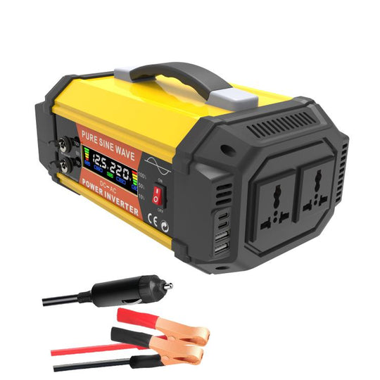 Gurxun Pure Sine Wave Inverter With Dual AC Outlets 2 USB + 2 Type-C Ports Car Power Converter, Spec: PQ1000W Universal Socket 12V To 220V