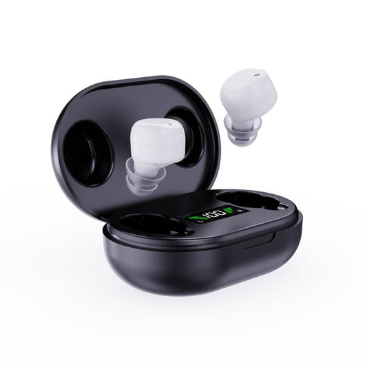 Wireless Invisible Hearing Aid With Digital Display Charging Case & Touch Control White+Black Case - Hearing Aids by buy2fix | Online Shopping UK | buy2fix