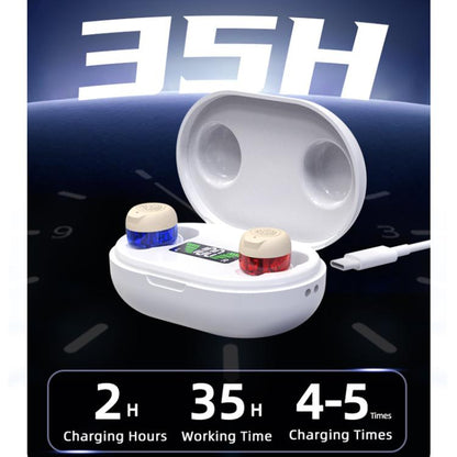 Wireless Invisible Hearing Aid With Digital Display Charging Case & Touch Control Red Blue+White Case - Hearing Aids by buy2fix | Online Shopping UK | buy2fix