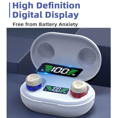 Wireless Invisible Hearing Aid With Digital Display Charging Case & Touch Control Red Blue+White Case - Hearing Aids by buy2fix | Online Shopping UK | buy2fix