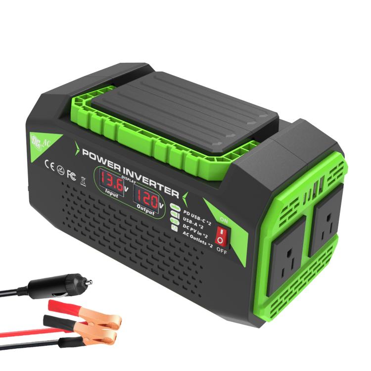 Gurxun Car Pure Sine Wave Inverter Dual AC Sockets + 2 USB + 2 Type-C Ports Outdoor Car Power Converter, Spec: 500W US Plug - Pure Sine Wave by Gurxun | Online Shopping UK | buy2fix