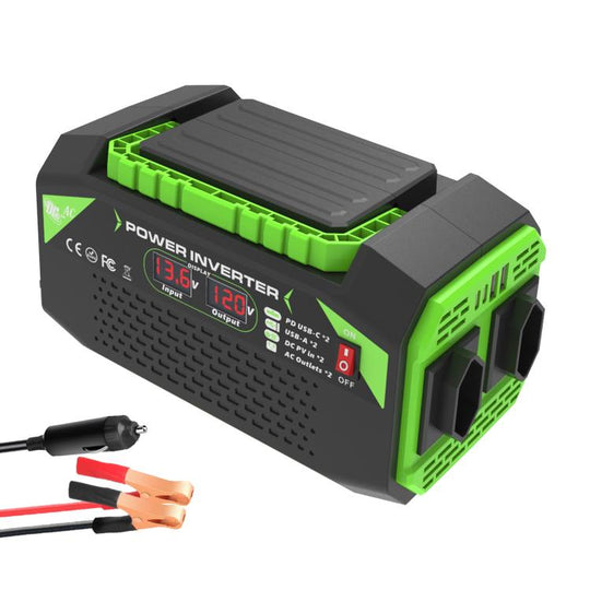 Gurxun Car Pure Sine Wave Inverter Dual AC Sockets + 2 USB + 2 Type-C Ports Outdoor Car Power Converter, Spec: 500W Brazil Plug 12V To 110V