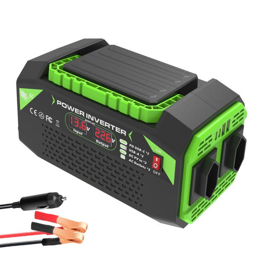 Gurxun Car Pure Sine Wave Inverter Dual AC Sockets + 2 USB + 2 Type-C Ports Outdoor Car Power Converter, Spec: 500W Brazil Plug 12V To 220V