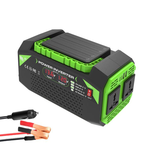 Gurxun Car Pure Sine Wave Inverter Dual AC Sockets + 2 USB + 2 Type-C Ports Outdoor Car Power Converter, Spec: 300W Universal Socket 12V To 110V