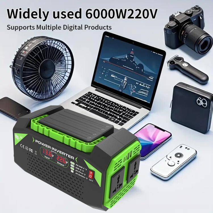 Gurxun Car Pure Sine Wave Inverter Dual AC Sockets + 2 USB + 2 Type-C Ports Outdoor Car Power Converter, Spec: 300W EU Plug - Pure Sine Wave by Gurxun | Online Shopping UK | buy2fix