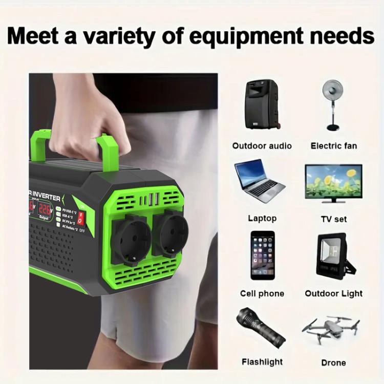 Gurxun Car Pure Sine Wave Inverter Dual AC Sockets + 2 USB + 2 Type-C Ports Outdoor Car Power Converter, Spec: 300W Brazil Plug 12V To 220V - Pure Sine Wave by Gurxun | Online Shopping UK | buy2fix