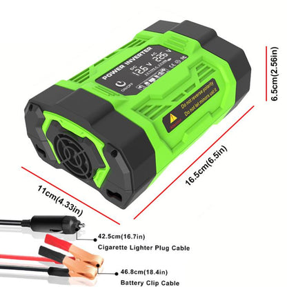 Gurxun Modified Wave Inverter With 18W Solar Panel + 30A Controller Dual Socket + 2 USB + 2 Type-C Ports, Spec: 300W Universal Socket 12V To 220V - Modified Square Wave by Gurxun | Online Shopping UK | buy2fix