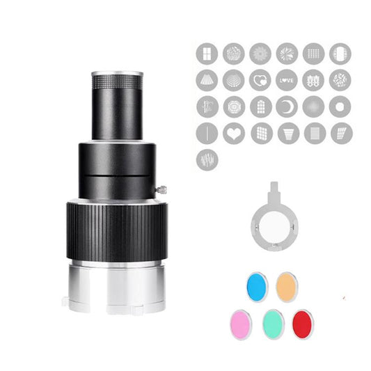 Adjustable Focus DIY Optical Snoot for Bowens Mount Flash Conical Lens Photography Light Modifier 25 Templates Kit - Stand Bracket by buy2fix | Online Shopping UK | buy2fix
