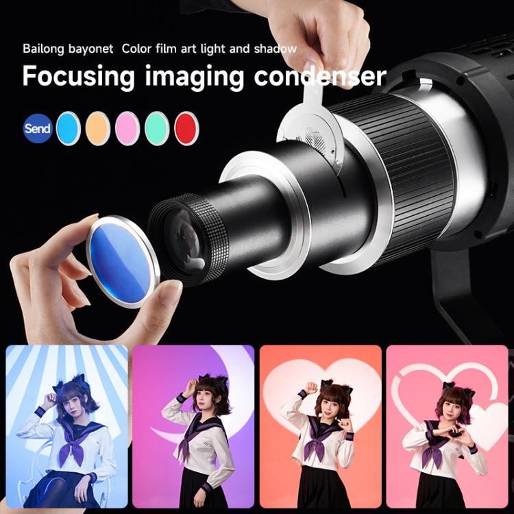 Adjustable Focus DIY Optical Snoot for Bowens Mount Flash Conical Lens Photography Light Modifier 5 Templates Kit - Stand Bracket by buy2fix | Online Shopping UK | buy2fix