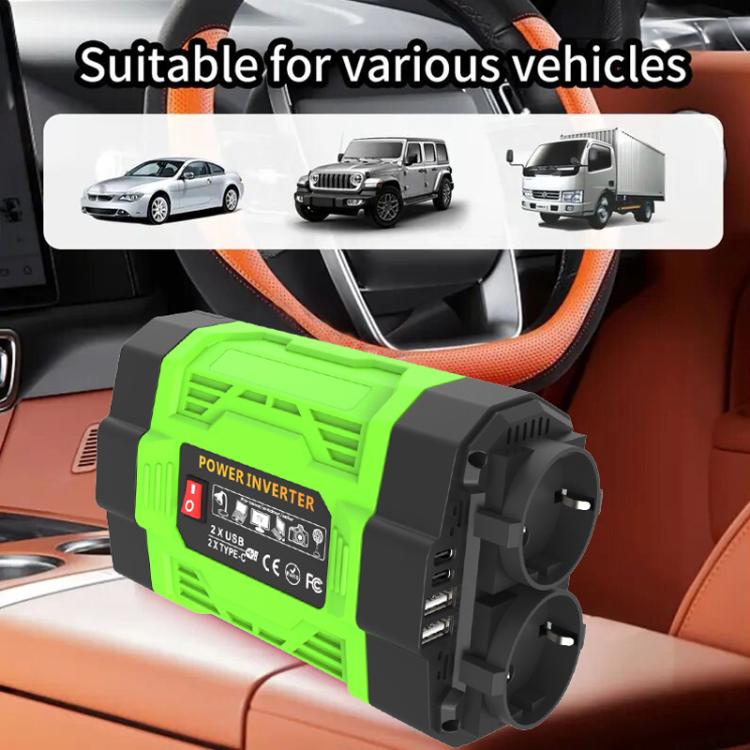 Gurxun 200W Modified Wave Inverter With 18W Solar Panel + 30A Controller Dual Socket + 2 USB + 2 Type-C Ports, Spec: US Plug 12V To 110V - Modified Square Wave by Gurxun | Online Shopping UK | buy2fix