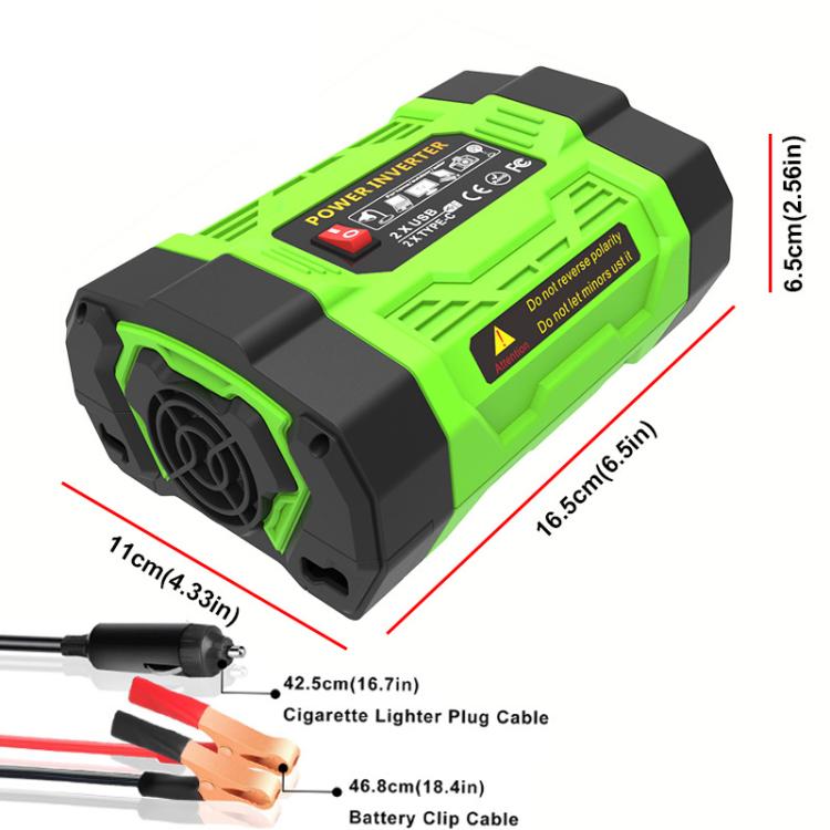 Gurxun 200W Modified Wave Inverter With 18W Solar Panel + 30A Controller Dual Socket + 2 USB + 2 Type-C Ports, Spec: EU Plug 12V To 220V - Modified Square Wave by Gurxun | Online Shopping UK | buy2fix