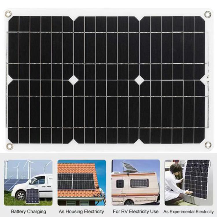 Gurxun 200W Modified Wave Inverter With 18W Solar Panel + 30A Controller Dual Socket + 2 USB + 2 Type-C Ports, Spec: EU Plug 12V To 220V - Modified Square Wave by Gurxun | Online Shopping UK | buy2fix