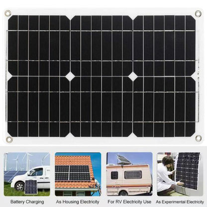 Gurxun 200W Modified Wave Inverter With 18W Solar Panel + 30A Controller Dual Socket + 2 USB + 2 Type-C Ports, Spec: EU Plug 12V To 220V - Modified Square Wave by Gurxun | Online Shopping UK | buy2fix