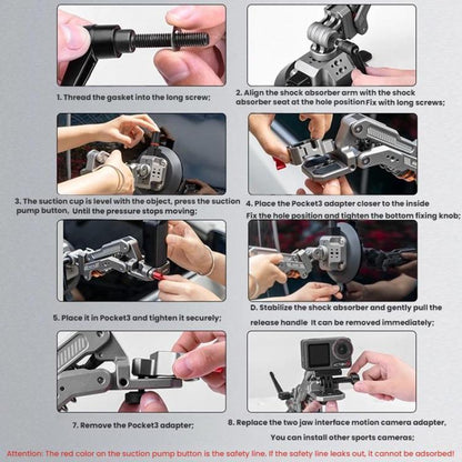 For DJI OSMO POCKET 3 BRDRC Car Suction Cup Expansion Fixed Clip Shock Absorber Bracket(PO3016) - Mount & Holder by BRDRC | Online Shopping UK | buy2fix