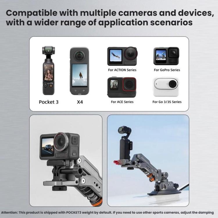 For DJI OSMO POCKET 3 BRDRC Car Suction Cup Expansion Fixed Clip Shock Absorber Bracket(PO3016) - Mount & Holder by BRDRC | Online Shopping UK | buy2fix