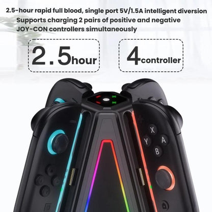 For Nintendo Switch 2 Joy-Con Controllers 4 In 1 Triangular Charging Base With RGB Light(White) - Charger & Power by buy2fix | Online Shopping UK | buy2fix
