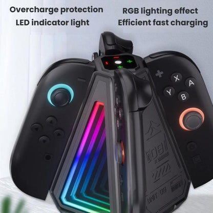 For Nintendo Switch 2 Joy-Con Controllers 4 In 1 Triangular Charging Base With RGB Light(White) - Charger & Power by buy2fix | Online Shopping UK | buy2fix