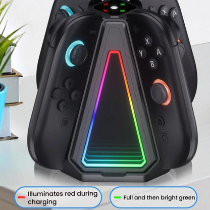 For Nintendo Switch 2 Joy-Con Controllers 4 In 1 Triangular Charging Base With RGB Light(White) - Charger & Power by buy2fix | Online Shopping UK | buy2fix