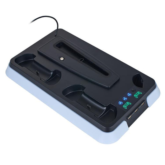 For PS5 Pro / PS5 Slim / PS5 Multifunctional Cooling Base With Dual Handle Charging Dock, Style: YH66 Black White